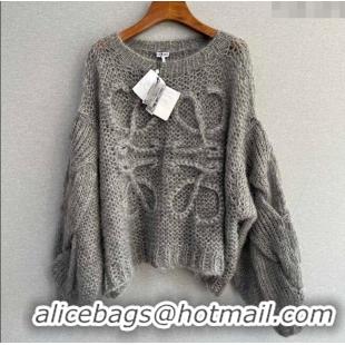 Luxury Cheap Loewe Mohair Crochet Sweater 0904 Grey 2025