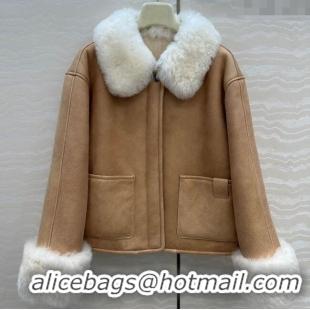 Grade Promotional Loewe Leather and Shearling Jacket 1014 Brown 2025