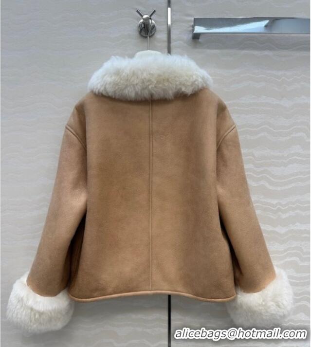 Grade Promotional Loewe Leather and Shearling Jacket 1014 Brown 2025