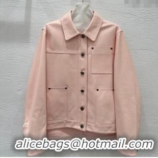 Luxury Cheap Loewe Lambskin Leather Jacket 1015 Pink 2025