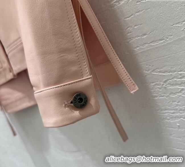 Luxury Cheap Loewe Lambskin Leather Jacket 1015 Pink 2025