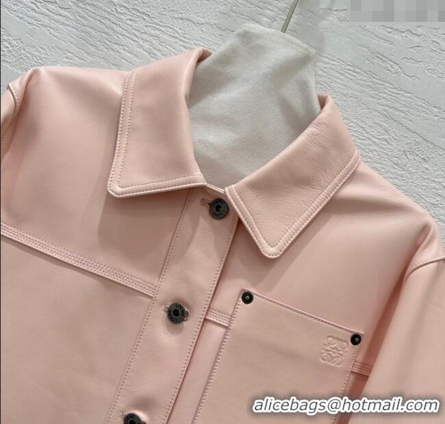Luxury Cheap Loewe Lambskin Leather Jacket 1015 Pink 2025