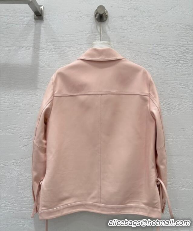 Luxury Cheap Loewe Lambskin Leather Jacket 1015 Pink 2025