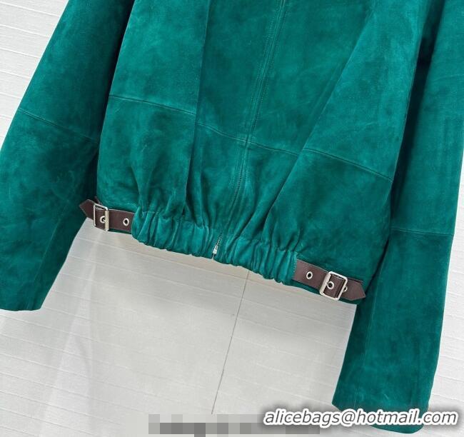 Buy Fashionable Loewe Belted Sheepskin Suede Jacket LW101502 Green 2025