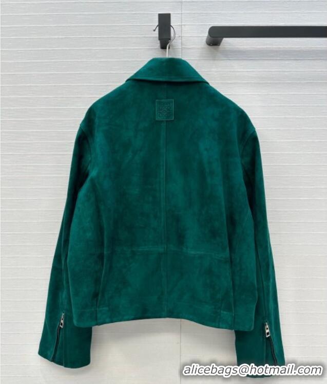 Buy Fashionable Loewe Belted Sheepskin Suede Jacket LW101502 Green 2025