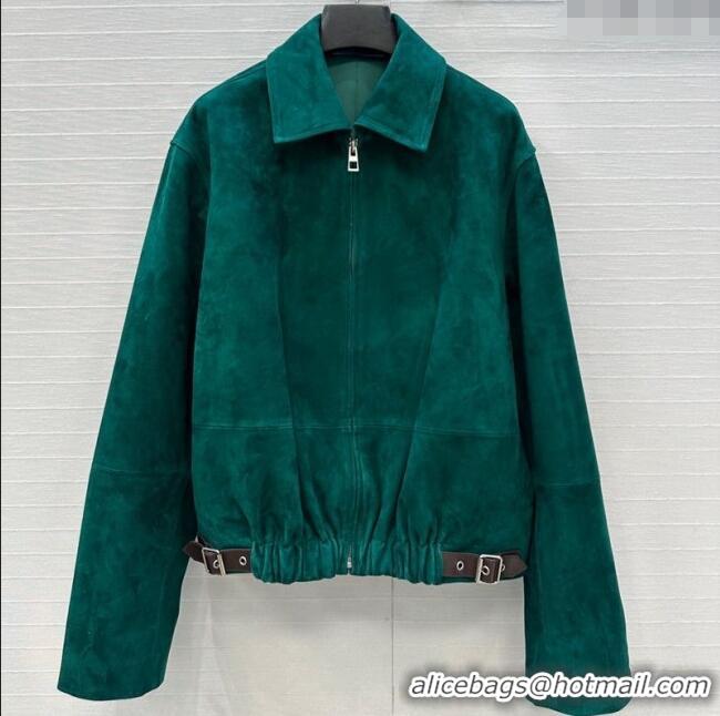 Buy Fashionable Loewe Belted Sheepskin Suede Jacket LW101502 Green 2025
