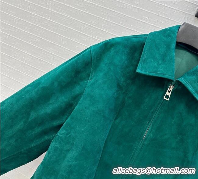 Buy Fashionable Loewe Belted Sheepskin Suede Jacket LW101502 Green 2025