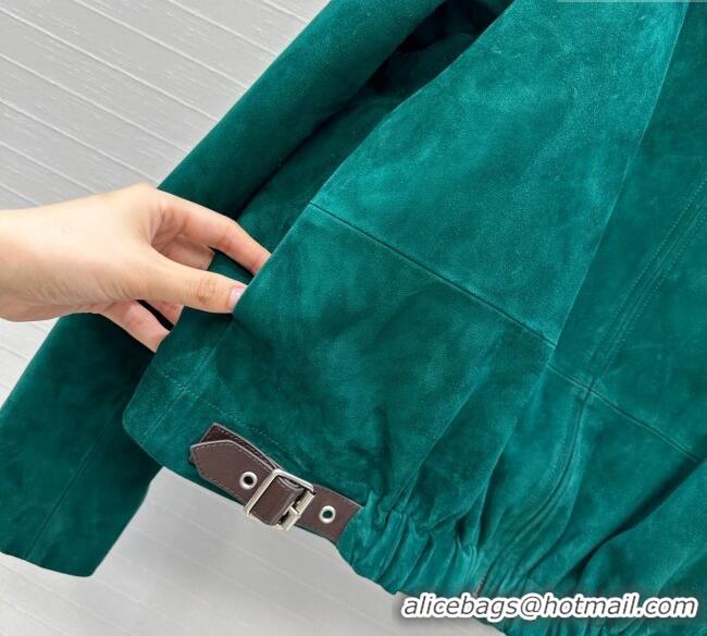 Buy Fashionable Loewe Belted Sheepskin Suede Jacket LW101502 Green 2025