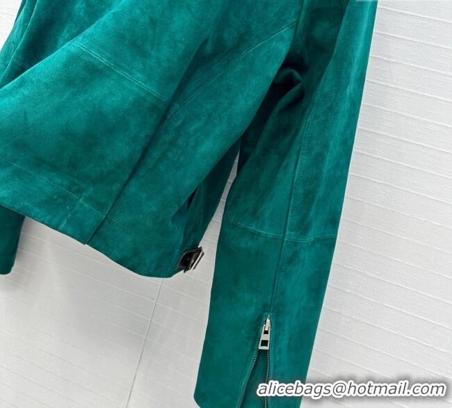 Buy Fashionable Loewe Belted Sheepskin Suede Jacket LW101502 Green 2025