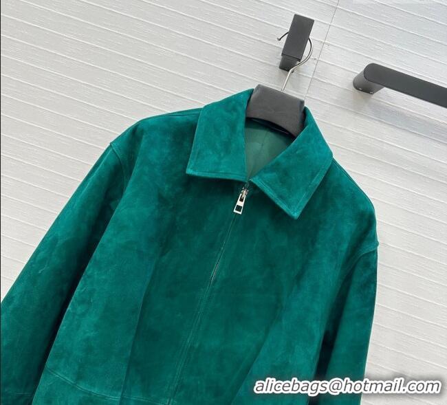 Buy Fashionable Loewe Belted Sheepskin Suede Jacket LW101502 Green 2025