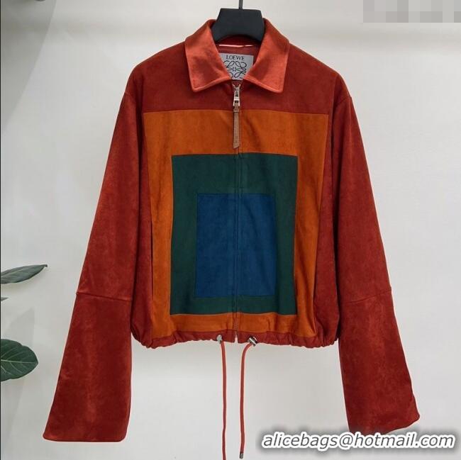 Traditional Specials Loewe Suede Patchwork Jacket 1015 Dark Red 2025
