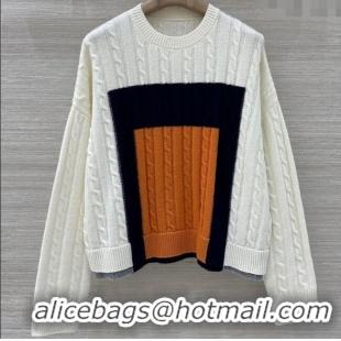 Original Cheap Loewe Cashmere Patchwork Sweater 1015 White 2025