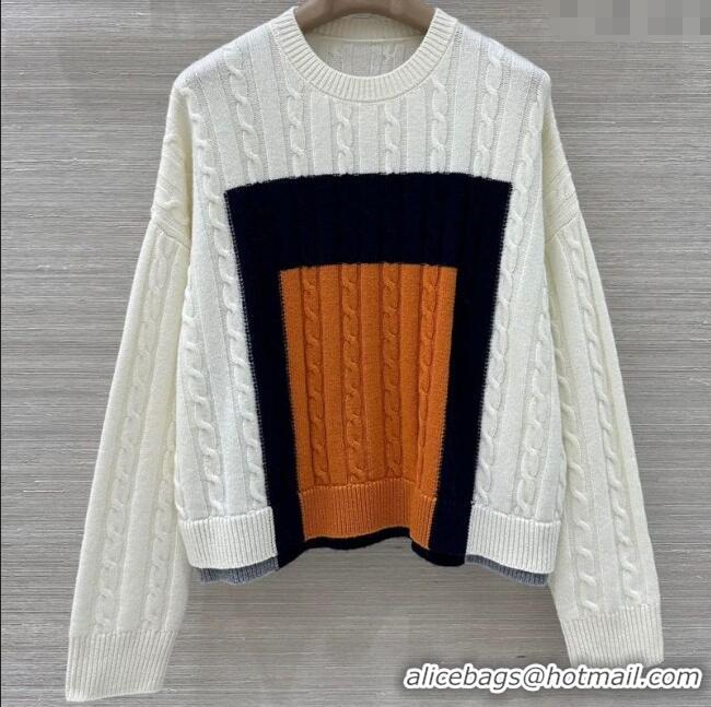 Original Cheap Loewe Cashmere Patchwork Sweater 1015 White 2025