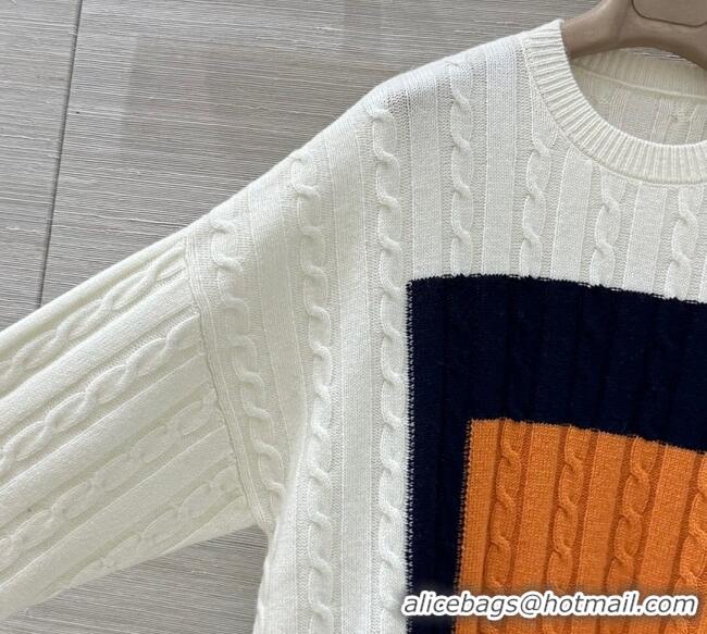 Original Cheap Loewe Cashmere Patchwork Sweater 1015 White 2025