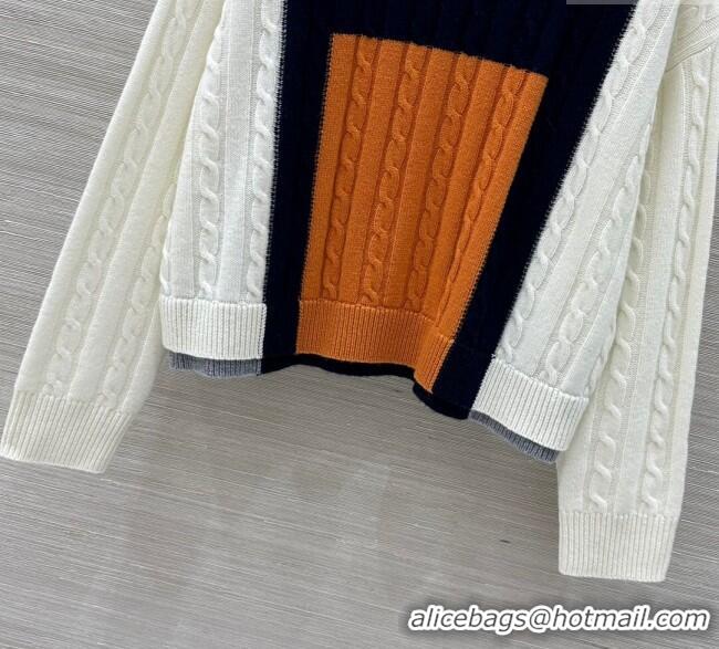 Original Cheap Loewe Cashmere Patchwork Sweater 1015 White 2025