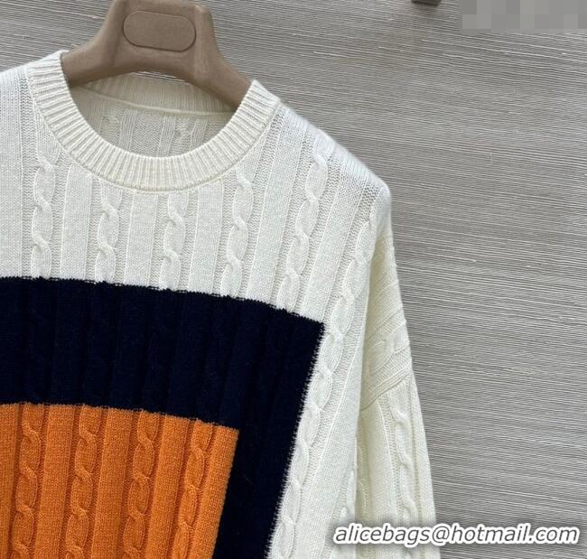 Original Cheap Loewe Cashmere Patchwork Sweater 1015 White 2025
