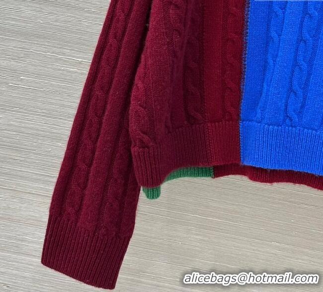 Super Quality Loewe Cashmere Patchwork Sweater 1015 Red 2025