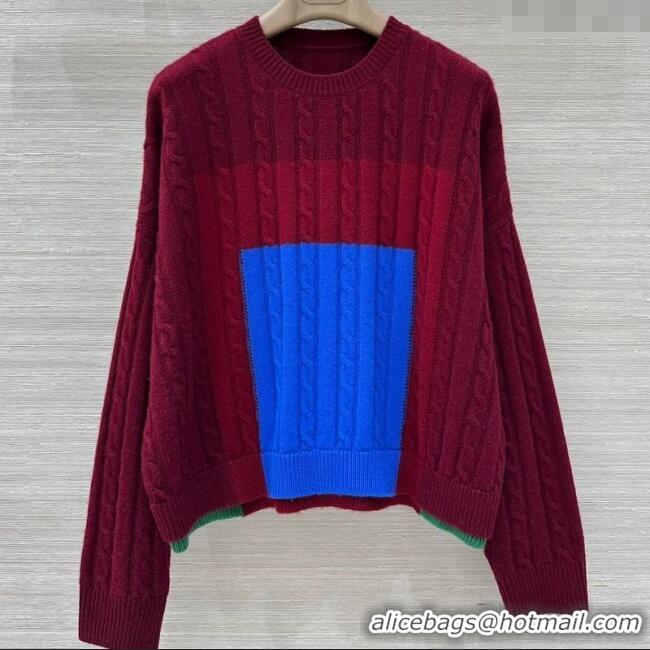 Super Quality Loewe Cashmere Patchwork Sweater 1015 Red 2025