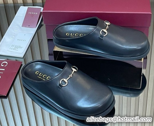 Popular Style Gucci GG Suede Flat Mules with Horsebit Black 836057 1020016