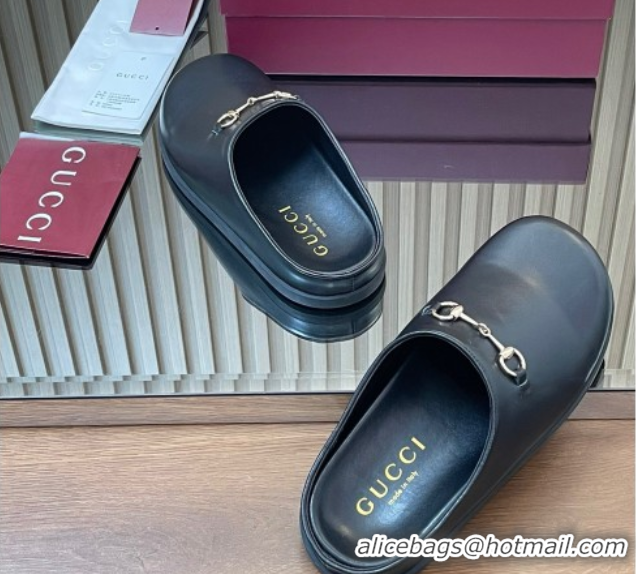 Popular Style Gucci GG Suede Flat Mules with Horsebit Black 836057 1020016