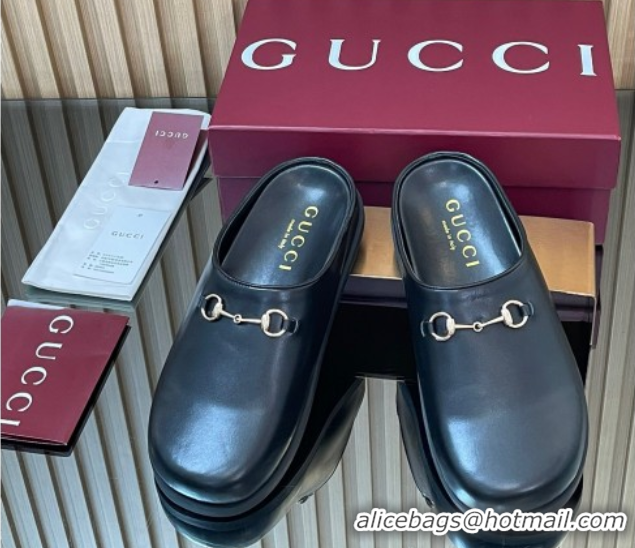 Popular Style Gucci GG Suede Flat Mules with Horsebit Black 836057 1020016