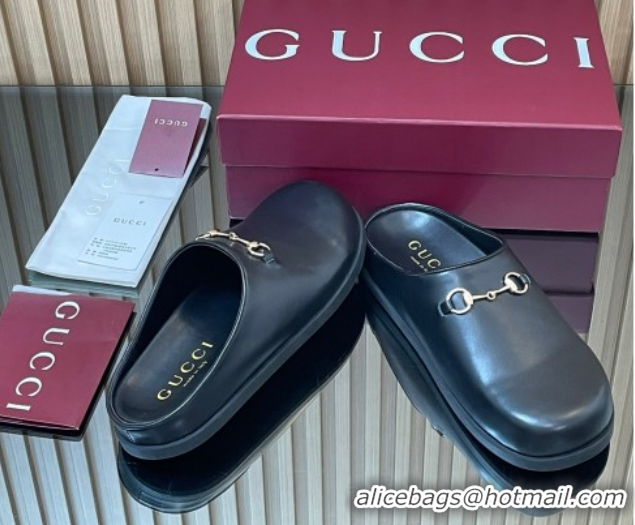 Popular Style Gucci GG Suede Flat Mules with Horsebit Black 836057 1020016