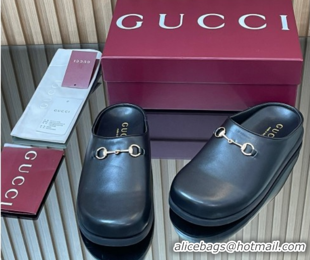 Popular Style Gucci GG Suede Flat Mules with Horsebit Black 836057 1020016