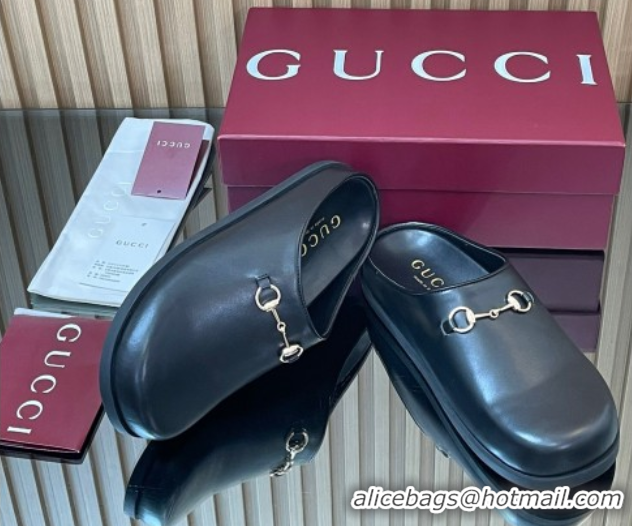 Popular Style Gucci GG Suede Flat Mules with Horsebit Black 836057 1020016
