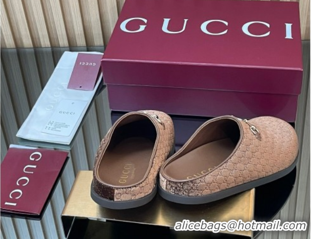 Purchase Gucci GG Velvet Flat Mules with Horsebit Dark Brown 836057 1020018