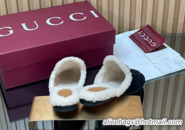 Unique Style Gucci Princetown Suede and Wool Flat Slipper with Horsebit Black 1020032
