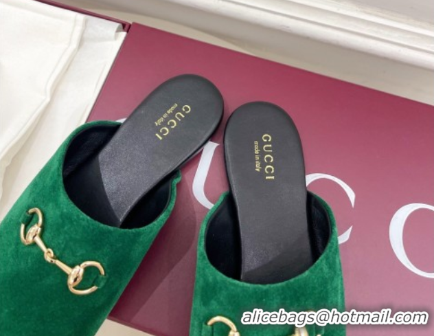 Perfect Gucci Suede Flat Mules with Horsebit Green 1020038