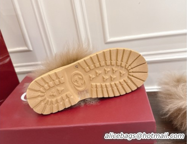 Good Looking Gucci Suede and Wool Flat Loafers with Horsebit Beige Yellow 2025 GG102001