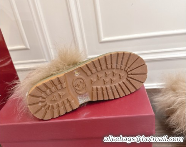 Unique Style Gucci Suede and Wool Flat Loafers with Horsebit Green GG102001