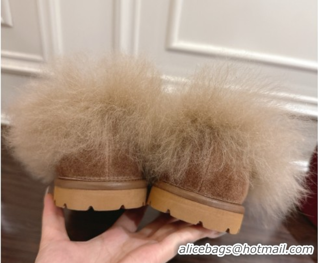 Best Product Gucci Suede and Wool Flat Loafers with Horsebit Brown GG102001