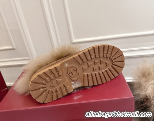 Best Product Gucci Suede and Wool Flat Loafers with Horsebit Brown GG102001