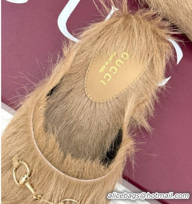 Charming Gucci Wool Flat Mules with Horsebit Beige 1020043