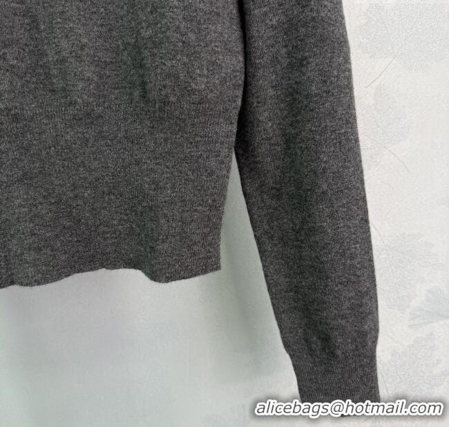​Top Quality Miu Miu Wool Zip Polo Sweatshirt 0814 Grey 2025