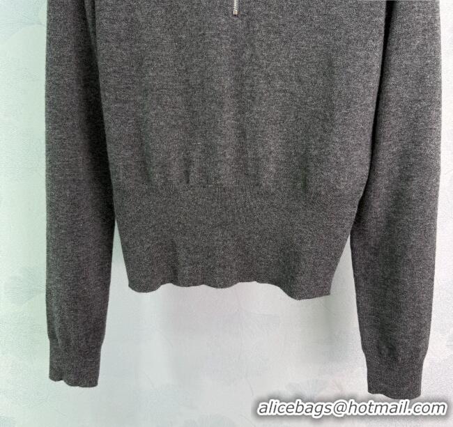 ​Top Quality Miu Miu Wool Zip Polo Sweatshirt 0814 Grey 2025