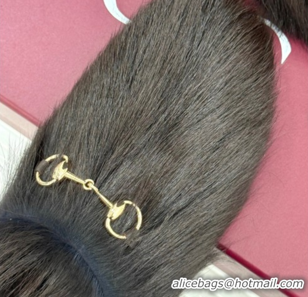 Big Discount Gucci Wool Flat Mules with Horsebit Dark Brown 1020044