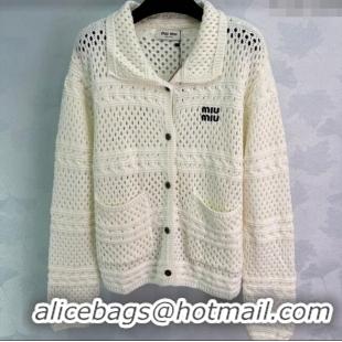 Affordable Price Miu Miu Crochet Cardigan 0814 White 2025
