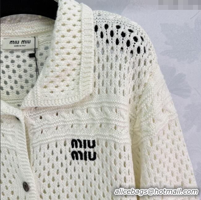 Affordable Price Miu Miu Crochet Cardigan 0814 White 2025