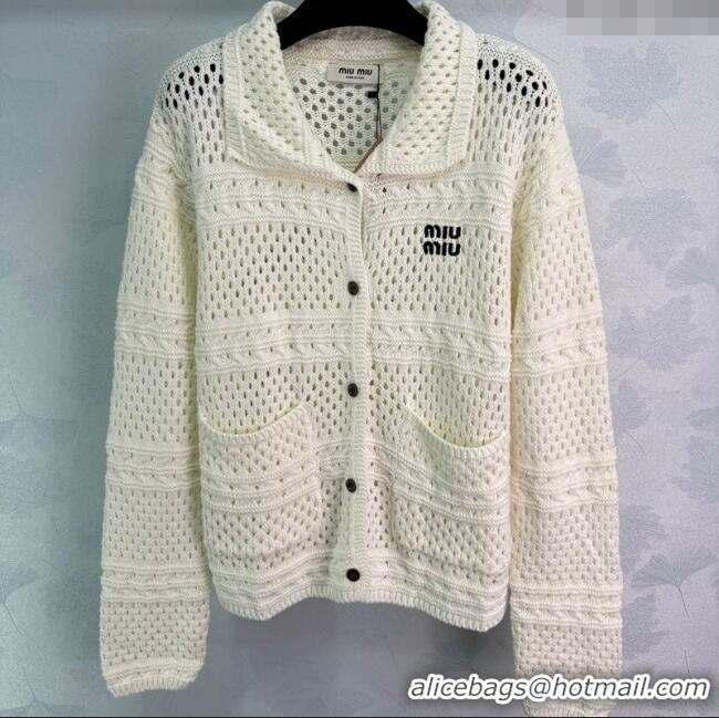 Affordable Price Miu Miu Crochet Cardigan 0814 White 2025