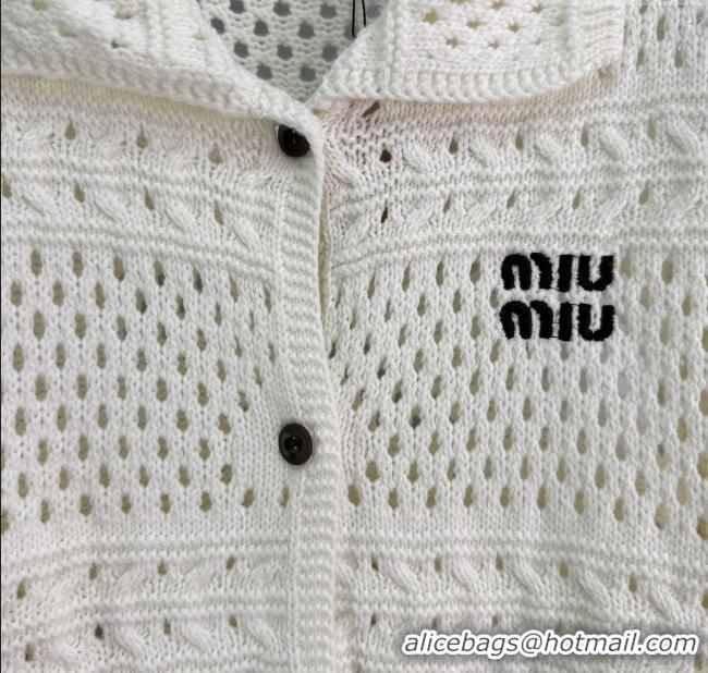 Affordable Price Miu Miu Crochet Cardigan 0814 White 2025