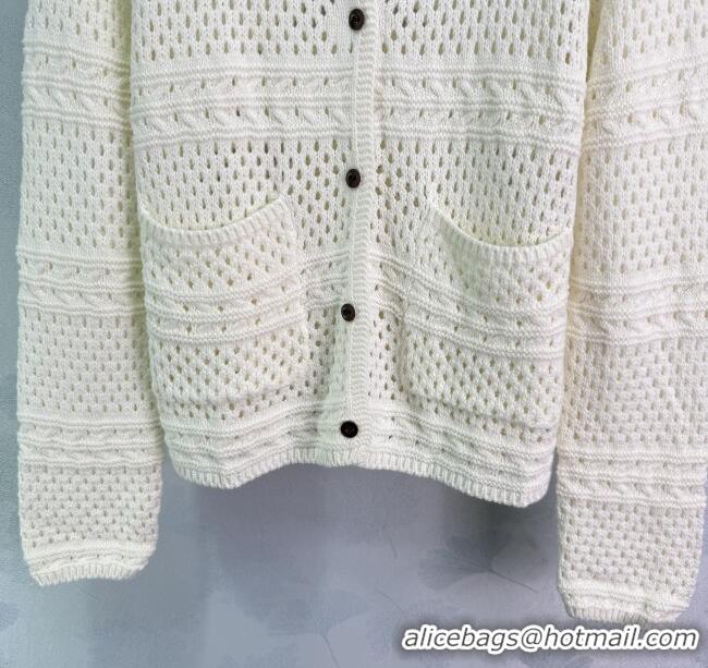 Affordable Price Miu Miu Crochet Cardigan 0814 White 2025