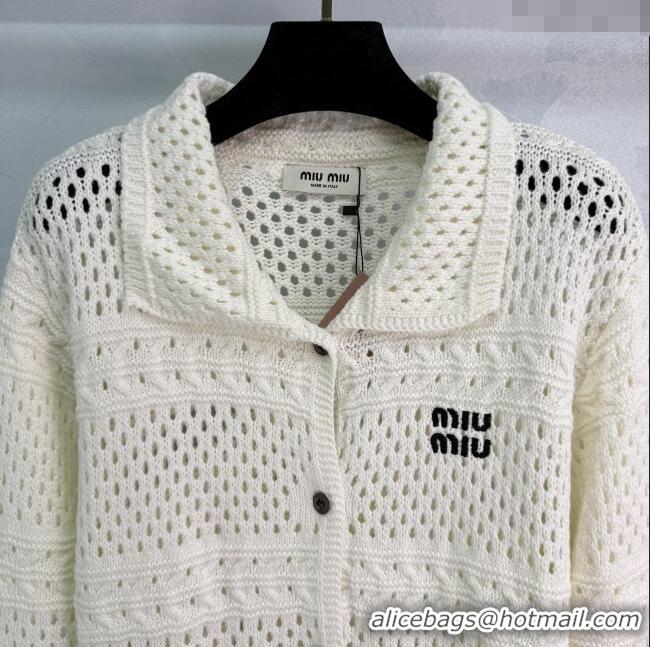 Affordable Price Miu Miu Crochet Cardigan 0814 White 2025