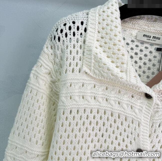 Affordable Price Miu Miu Crochet Cardigan 0814 White 2025