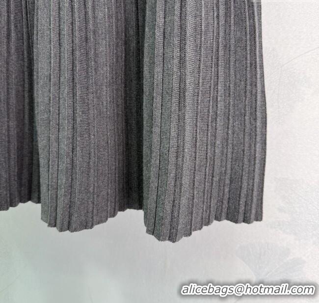Unique Grade Miu Miu Wool Knit Skirt with Bloom 0814 Grey 2025