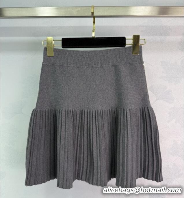 Unique Grade Miu Miu Wool Knit Skirt with Bloom 0814 Grey 2025