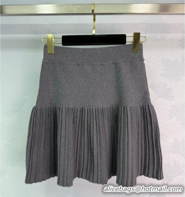 Unique Grade Miu Miu Wool Knit Skirt with Bloom 0814 Grey 2025