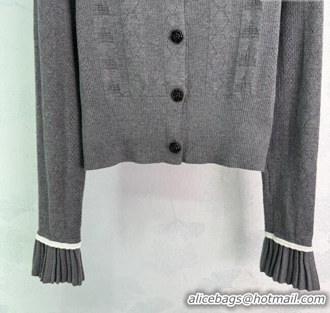Reasonable Price Miu Miu Wool Knit Cardigan with Bloom 4004 Grey 2025